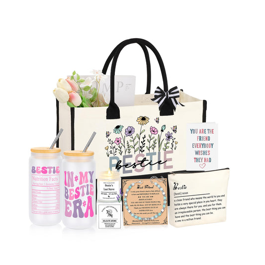 Best Friend Bestie Birthday Gifts for Women, Mothers Day Friendship Gifts for Best Friend Woman, Christmas Valentines Day Ideas Present Basket Set of 6