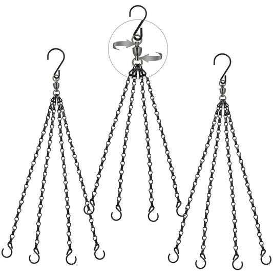 Heybe Swivel Hanging Basket Chains 23 Inches 4 Leads Hanging Chains Flower Pot Hanger Replacement Plant Hangers for Planters and Lanterns, Pack of 3 (4 Legs-Swivel)