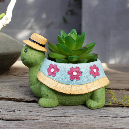 EOBTAIN Cute Turtle Planter for Indoor Plants Green Animal Garden Succulent Pots Unique Resin Cactus Pot with Drainage Hole Plant Containers Flowerpot for Home Office Desktop Decor Gifts for Women
