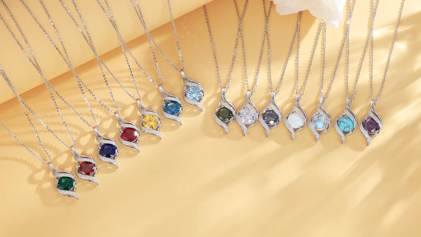 FANCIME November Birthstone Necklace for Women Round Citrine Necklace S925 Sterling Silver full Love Birthday Gifts for Mom Women, 16"+2" Inches