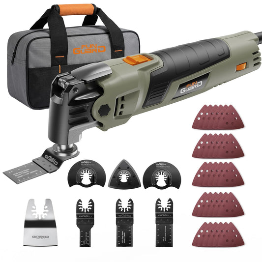 Funguard 400W Oscillating Tool Kit, 6-Speed Corded Oscillating Multi-Tool with Quick Release, 4.5° Angle, Blades, Sanding Pad, Sandpapers, Scraper and Storage Bag
