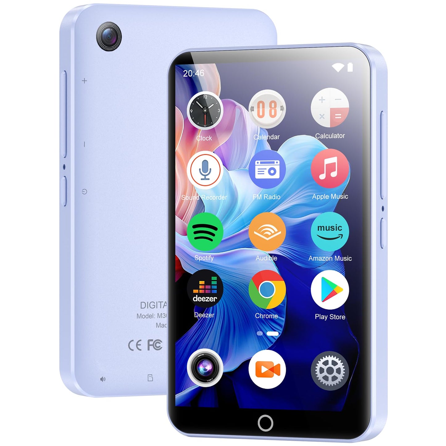 MP3 Player with Bluetooth and WiFi, 80GB MP3 & MP4 Players with Camera, Android MP3 Player with Spotify Amazon Music Deezer Audible, 4.02" Touchscreen HiFi Music Player for Kids with Speaker, FM Radio