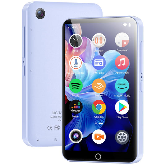 MP3 Player with Bluetooth and WiFi, 80GB MP3 & MP4 Players with Camera, Android MP3 Player with Spotify Amazon Music Deezer Audible, 4.02" Touchscreen HiFi Music Player for Kids with Speaker, FM Radio