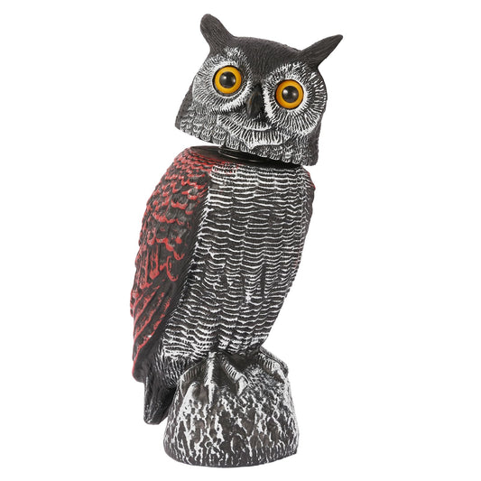 WonderField Fake Owl Decoys to Scare Birds Away-15.8 Inch, Rotating Head Sculptures, Nature Enemy Scarecrow Plastic Owl Statues, Bird Control and Pigeon Deterrent Outdoor for Outside, Patio, Yard