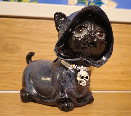 zhuja Halloween Black Cat Statue Decor Gothic Cat Lovers Witchy Home for Outdoor Patio Lawn Yard Decoration (Black)