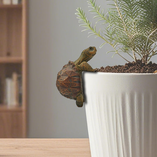 HoiiYoza Turtle Statue Tortoise Figurine Plant Pot Hanger, Resin Cute Tortugas Ornament Desk Decor Plant Decoration Gift for Flower Pot Bonsai Planter Succulent Vase