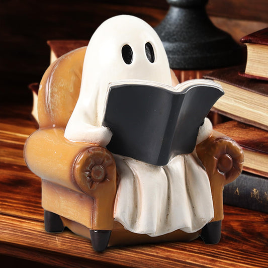 MAYIPLAY Ghost Reading Book Figurine Book Lovers Gifts Ghost Decor Vintage Table Decorations Bookshelf Decor Halloween Decorations Indoor