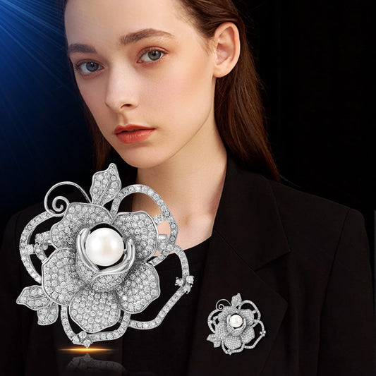 UNVAK Pearl Flower Brooch Lapel Pin Jewelry Thanksgiving Day Birthday Gifts Dress Accessories for Mom Wife
