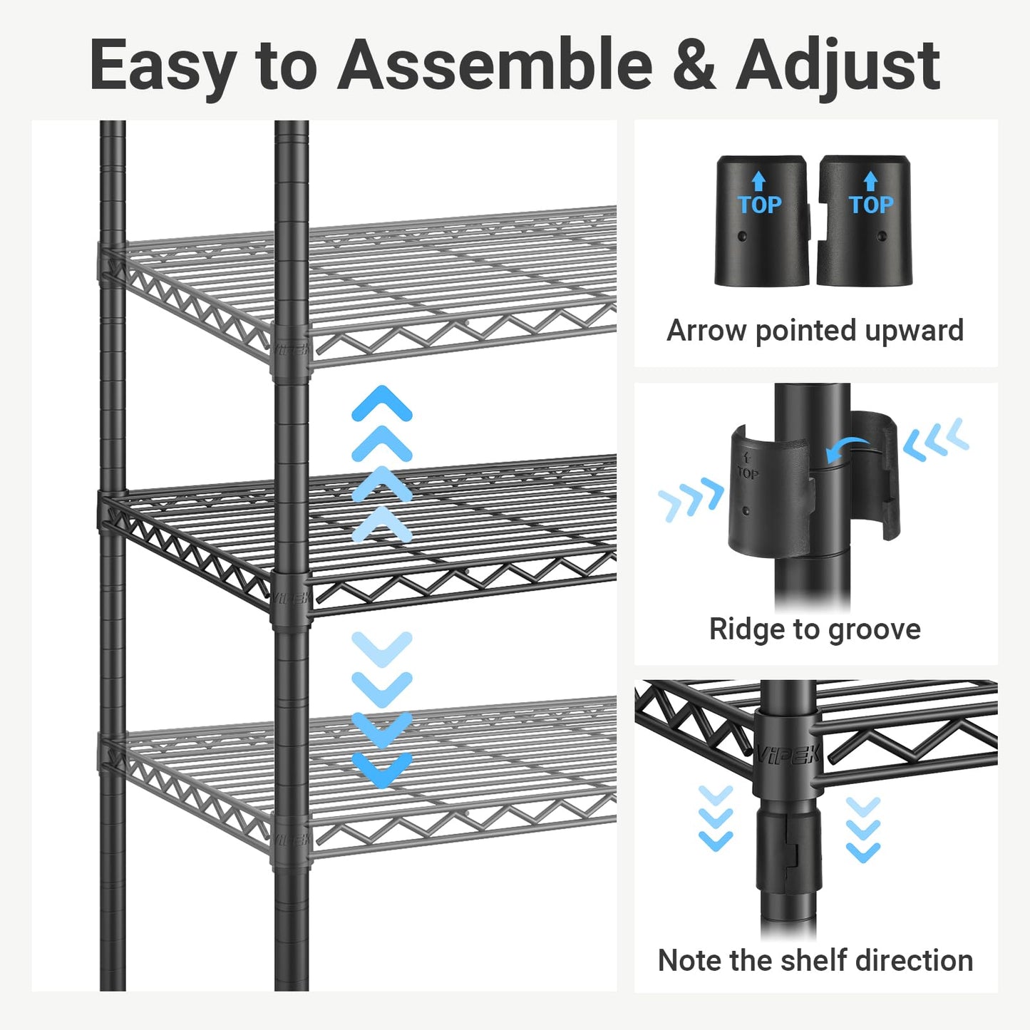 VIPEK V20 Wire Garment Rack Heavy Duty Clothes Rack, Metal Clothing Rack with 6 Shelves, 3 Hang Rods & 4 Fabric Drawers, Compact Wardrobe Closet, 56.7" L x 14.6" W x 70.9" H, Black