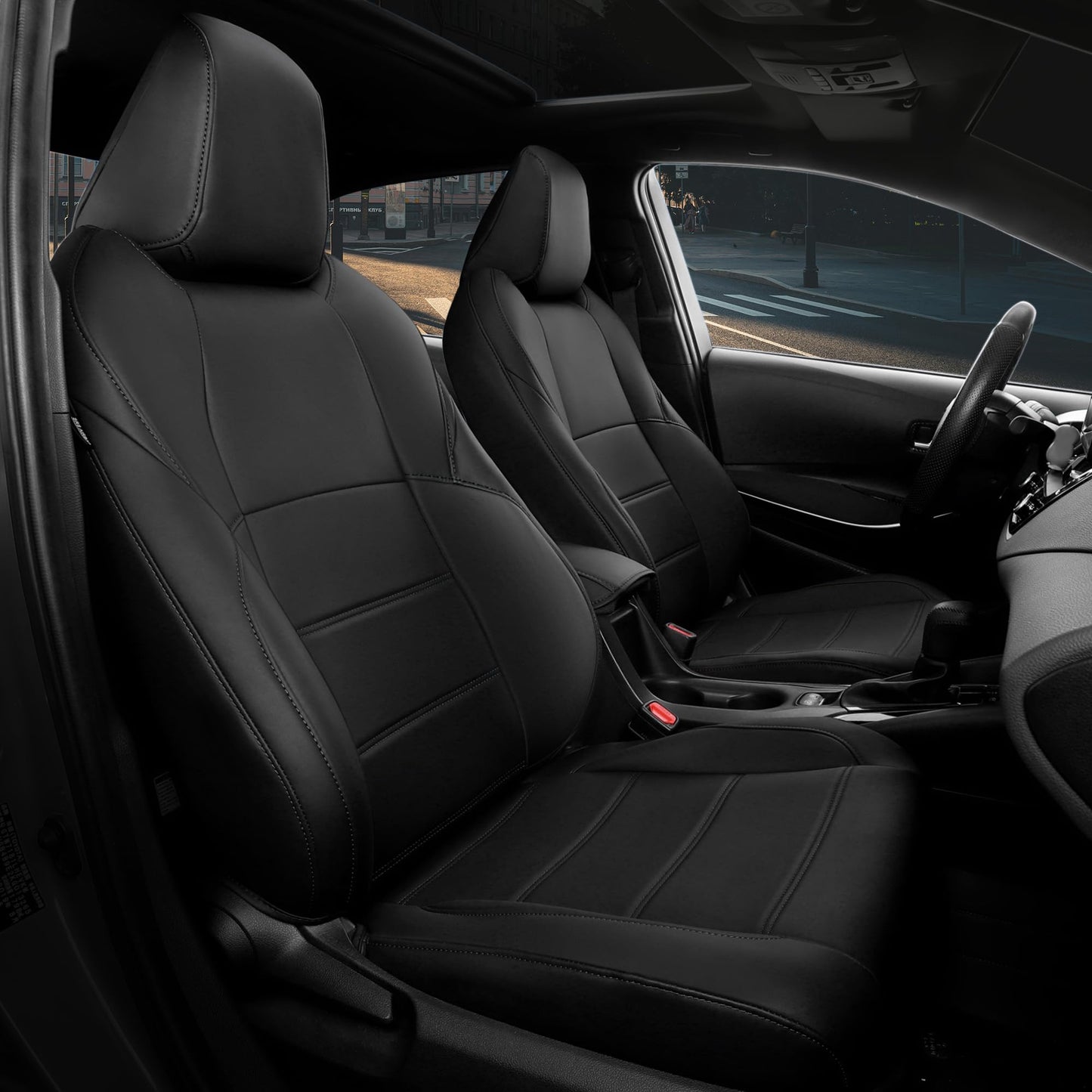 FREESOO for Toyota Corolla Seat Covers 2020-2026 SE/SE Apex Nightshade & 2023-2025 XSE & 2025 FX, Custom Car Seat Covers, Waterproof Seat Covers for Cars, Leather Car Seat Cover, Black Full Set