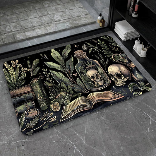 ZHUZHISHAN Bath Mat-Bathroom Rug，Books and Skulls-Absorbent Non Slip Quick Dry Stain Resistant Easy to Clean Care Shower Rug for Bathtub Shower Room 16×24Inch (40 * 60cm)