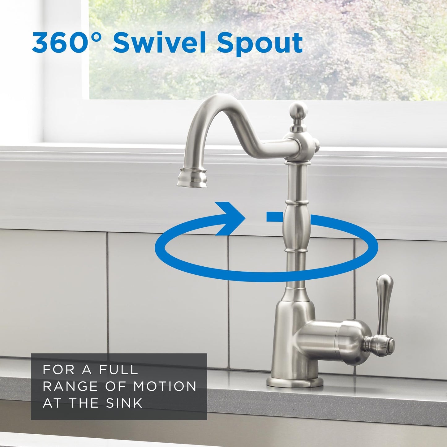 Gerber Opulence Kitchen Faucet with Side Spray - Farmhouse Style, Single Handle, Heavy-Duty Brass Construction, 2-Hole Installation in Stainless Steel, D401157SS