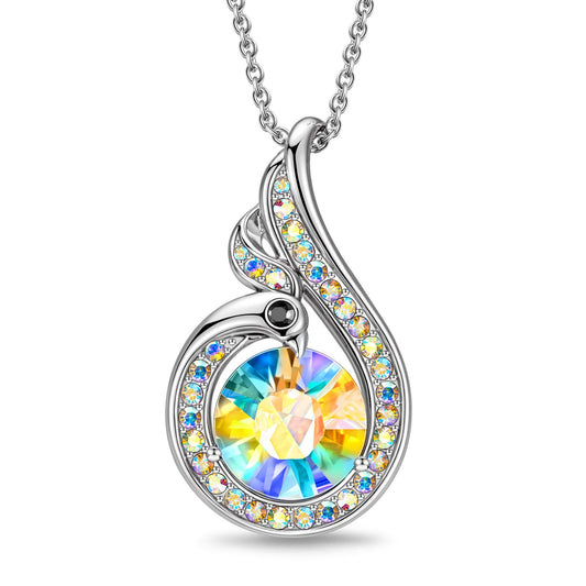 Kate Lynn 925 Sterling Silver Phoenix Necklaces for Women Crystal Pendant Necklace Jewelry, Birthday Gifts for Women Christmas Mothers Day Gifts for Mom Wife Daughter Unique Lady Gift
