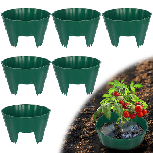pdpdoc 6 Pack of 10 Inch Planting Grow Rings, Planting Protective Round Garden Edging, Keeping Plants Separated, Weed Control and Directing Water to the Roots (10 Inch - 6 Pack - Green)