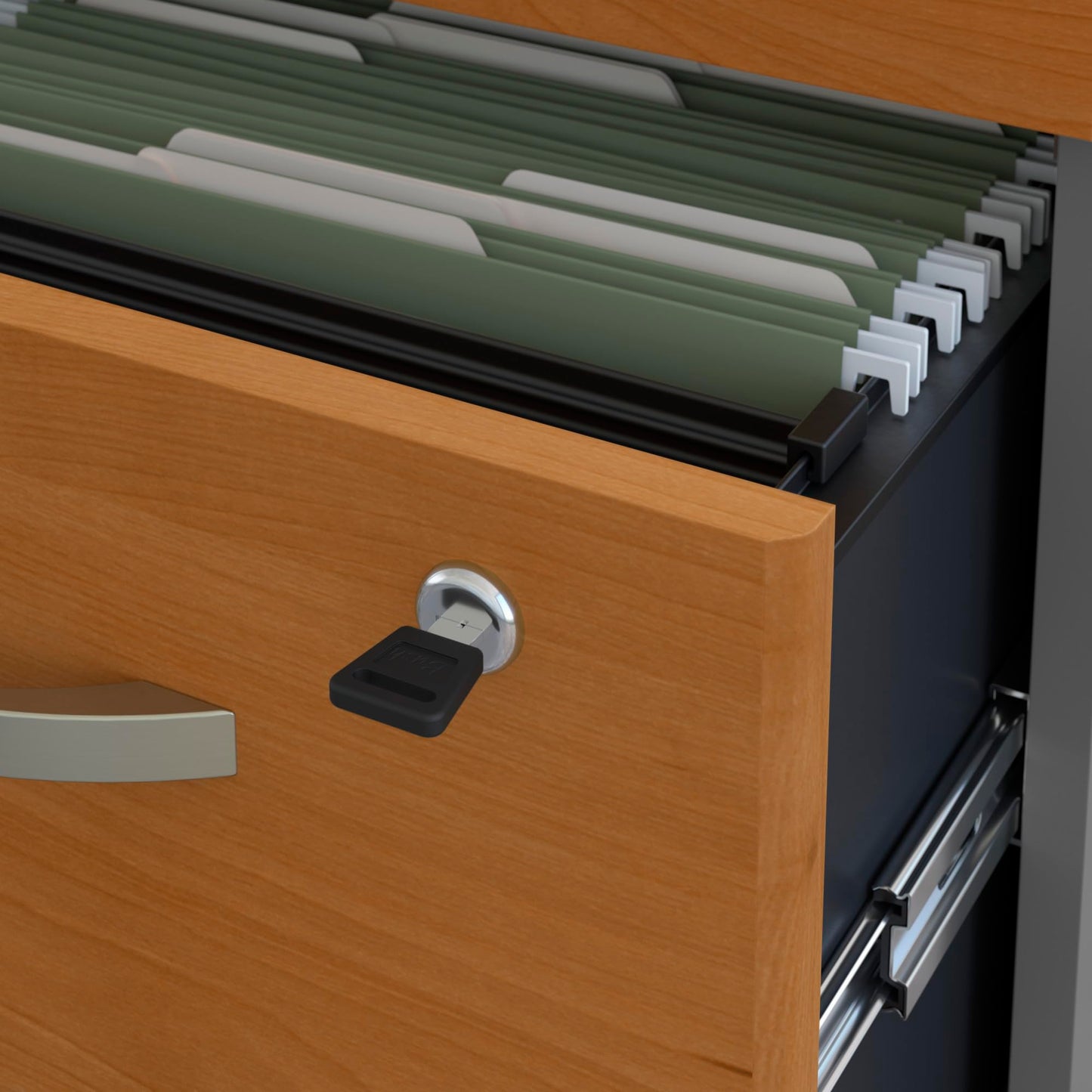 Bush Business Furniture Series C 3 Drawer Mobile File Cabinet in Natural Cherry, Assembled Office Storage Unit for Home or Commercial Spaces