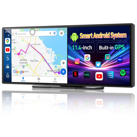 11.4" Carplay Screen for Car with Android OS Built-in GPS Navigation Carplay Android Auto Screen Net-Flix/YouTube/Google Play Car Stereo Split Screen Apps Voice Control Includes 1080P Rear Camera