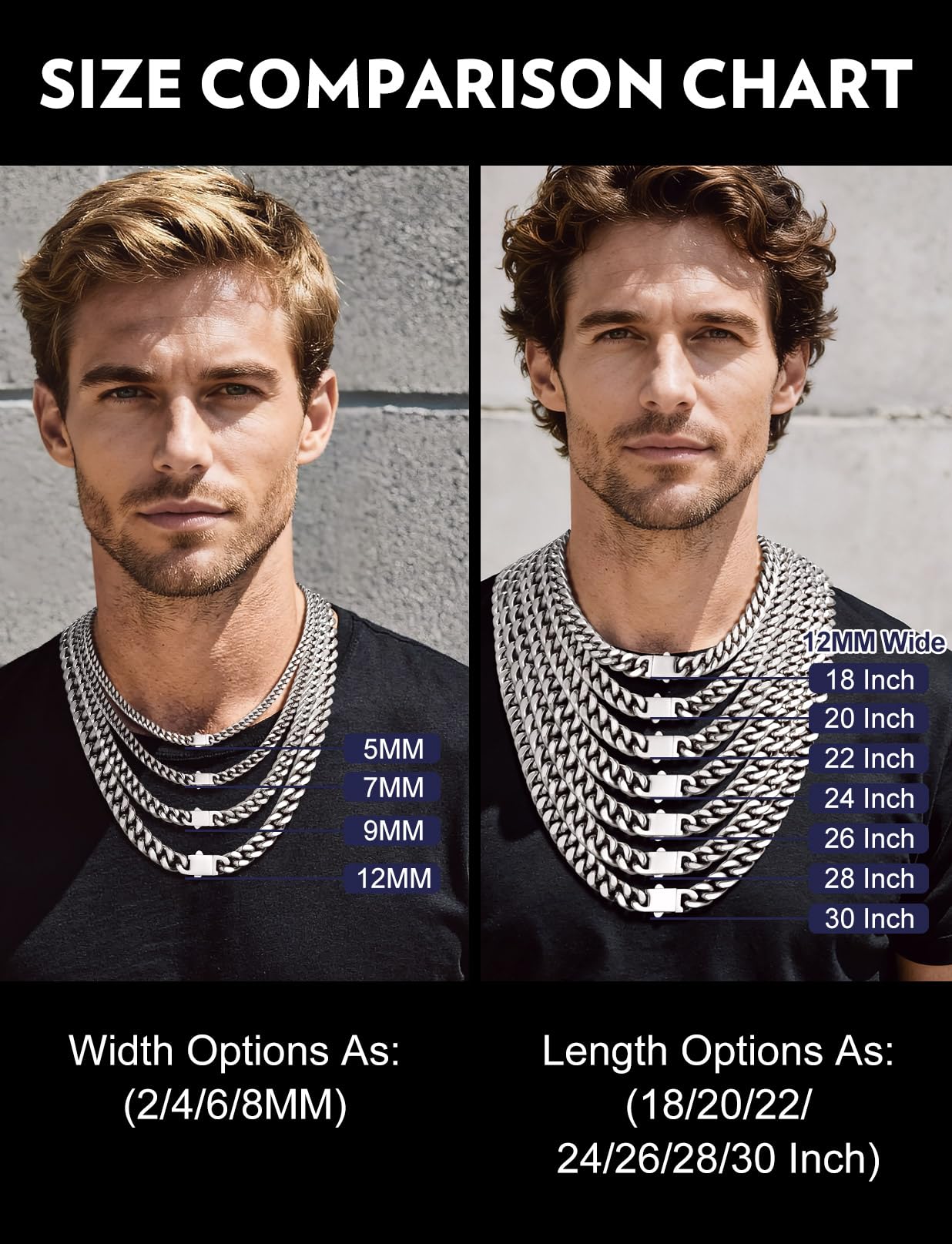 Bandmax Miami Link Chain Necklace for Men 12MM Chunky Heavy Cuban Chains 24 Inches 80S 90S Hip Hop Rock Party Jewelry Mens Chain Necklace Gift