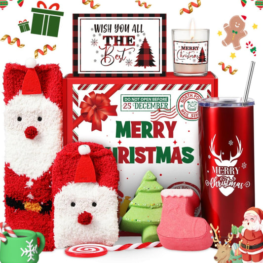 Ziliny 11 Pcs Christmas Gift Sets for Women Xmas Spa Basket Set for Her Merry Christmas Tumbler Gifts for Coworker Mom Girlfriend Grandma Wife Sister Friend Coworker Teacher