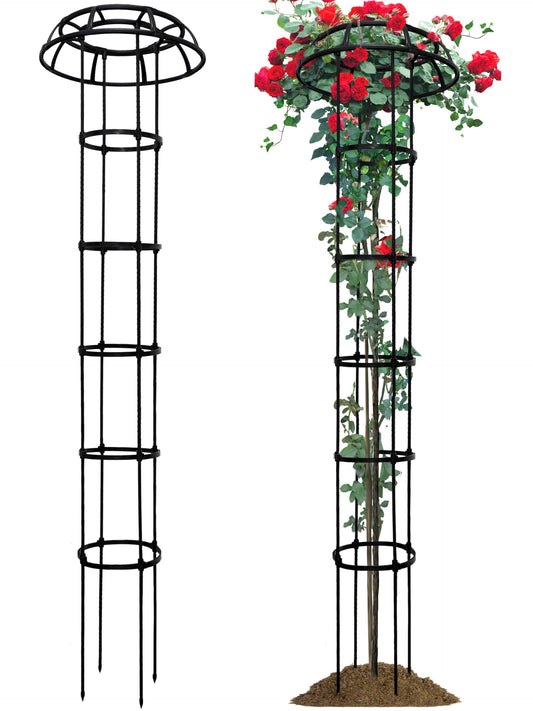 SORANGEUN 1 Pack Umbrella Trellis for Climbing Plants, 76 Inch Tall Adjustable Plant Support for Outdoor Indoor Garden, Sturdy Metal Core with Plastic Coating, Black