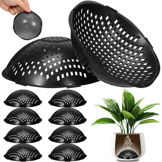 Milisten 10PCS Flower Pot Hole Mesh Pads: 4-Inch Bowl-Shaped Plant Pot Drainage Screens - 3D Soil Saver Inserts Prevent Soil Loss & Root Rot - Breathable Plastic Planter Bottom Discs for Bonsai