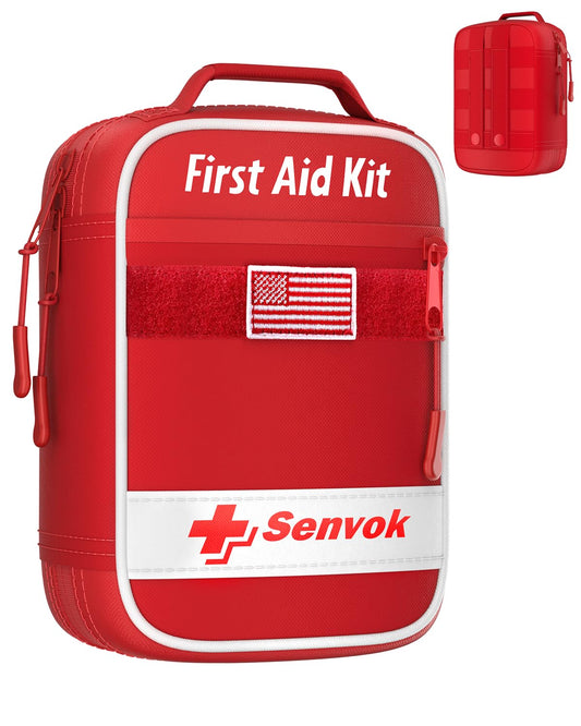 Senvok 121 Pcs First Aid Kit for Car, Home & Travel - Emergency Survival Kit with Zip Stitch Wound Closure and Molle Pack Pockets - Ideal for Camping, Hiking, Outdoor Adventures