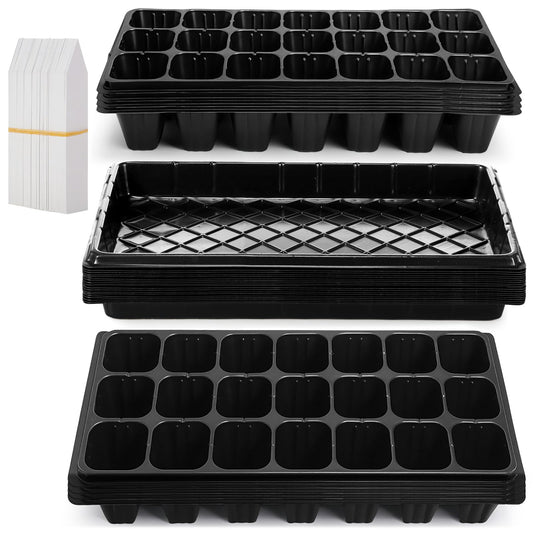 Yinder 20 Pcs Seed Starter Trays Tray Kits with Dome 21 Cells Plug Trays and 1020 Tray No Holes with 100 Pcs Tags Seed Starter Kit for Nursery Germination Plant Propagation Gardening Greenhouse