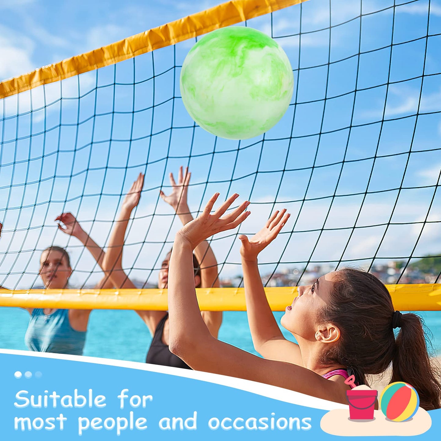 3 otters 6PCS Playground Balls, 8.5 Inches Beach Ball for Kids Inflatable Bouncy Balls with Air Pump, for Kids Adult Indoor Outdoor Sports Games