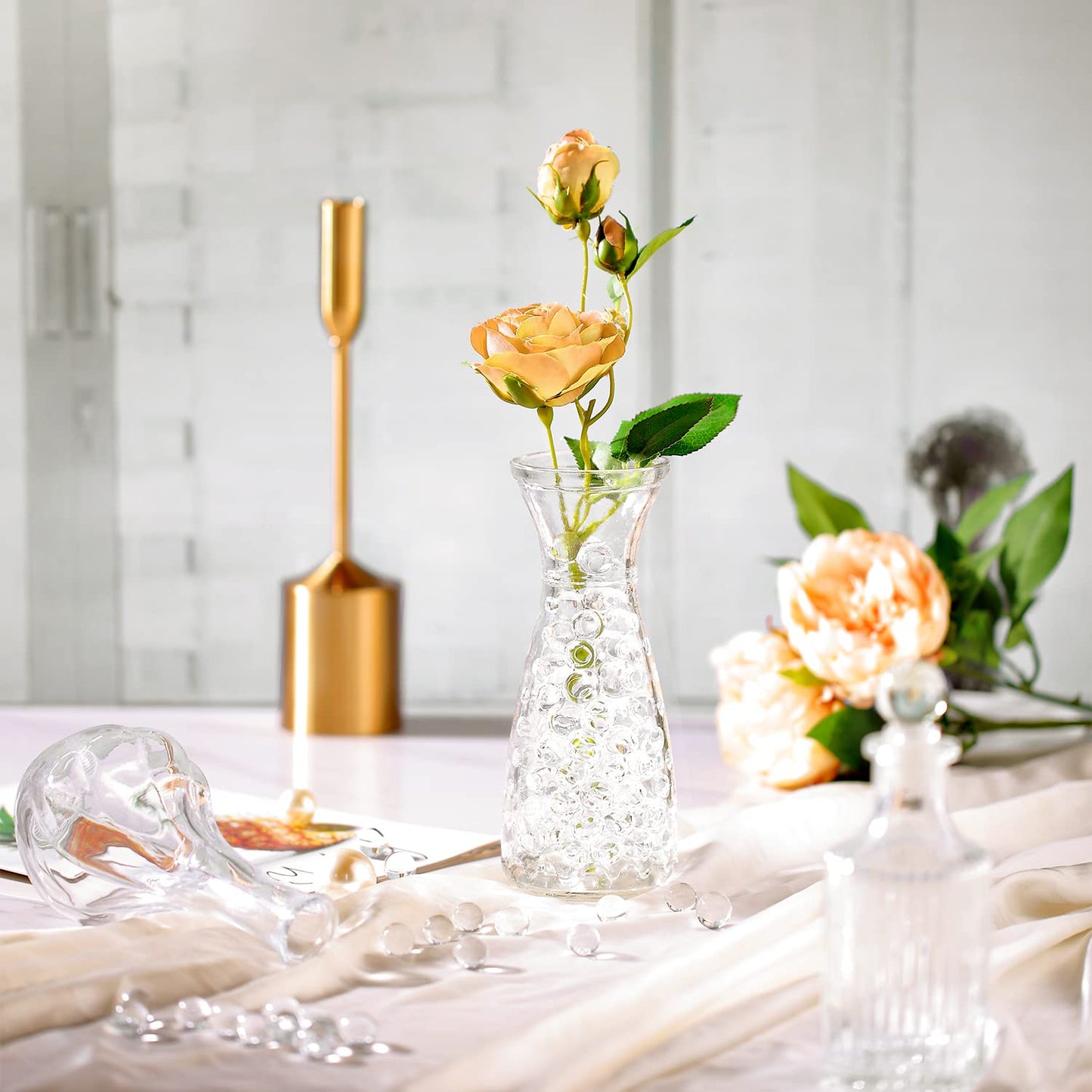 NOTCHIS 100,000 Clear Water Gel Beads for Vases, Transparent Water Gel Beads for Vase Filler, Candles, Wedding Centerpiece Floral Decorations
