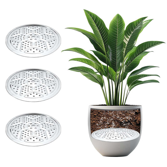 3PCS Round Planter Inserts for Large Tall Pots, 15.7" Stainless Steel Flower Pot Lift Insert Portable Planter Accessories Circular Plant Riser for Inside Pots with Drainage Hole, Use Less Potting Soil