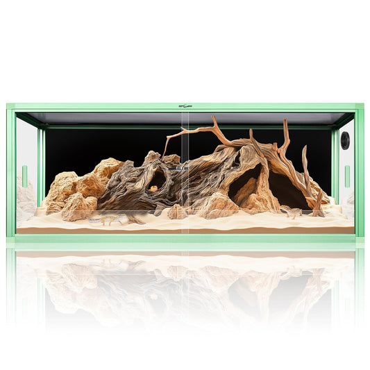 REPTI ZOO 68 Gallon Reptile Terrarium, 48" x 18" x 18" Light Weight Reptile Enclosure, Colored Reptiles Tank with Tempered Glass Door, Large Habitat for Bearded Dragon, Snake, Lizard, Gecko-Green