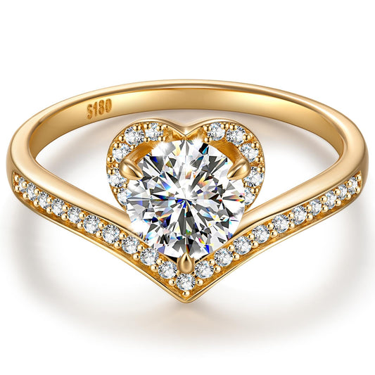 Kate Lynn Gold Rings for Women, 1CT D Color VS Clarity Lab Grown Diamond Rings, Engagement Promise Wedding Anniversary Ring