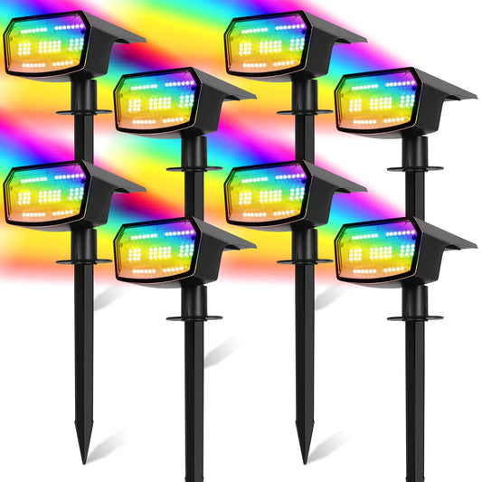 Sucolite 8-Pack Solar Spot Lights Outdoor Waterproof IP65, 3 Lighting Modes 2-in-1 Solar Landscape Spotlights for Yard, 59 LED Solar Powered Wall Lights for Garden Pathway Driveway Walkway, Multicolor