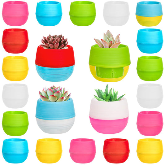 Elsjoy 30 Pack Mini Succulent Pot, 3 Inch Plastic Seed Starter Pots Small Cute Succulent Planter with Drainage for Indoor & Outdoor Plants, Home Decor, Free Assembly