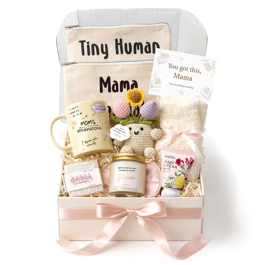 New Mom Gifts - First Mothers Day Gifts for New Moms Care Package After Baby with Postpartum Mama Essentials, Pregnancy Gift for First Time Mom To Be Gift for Expecting Moms