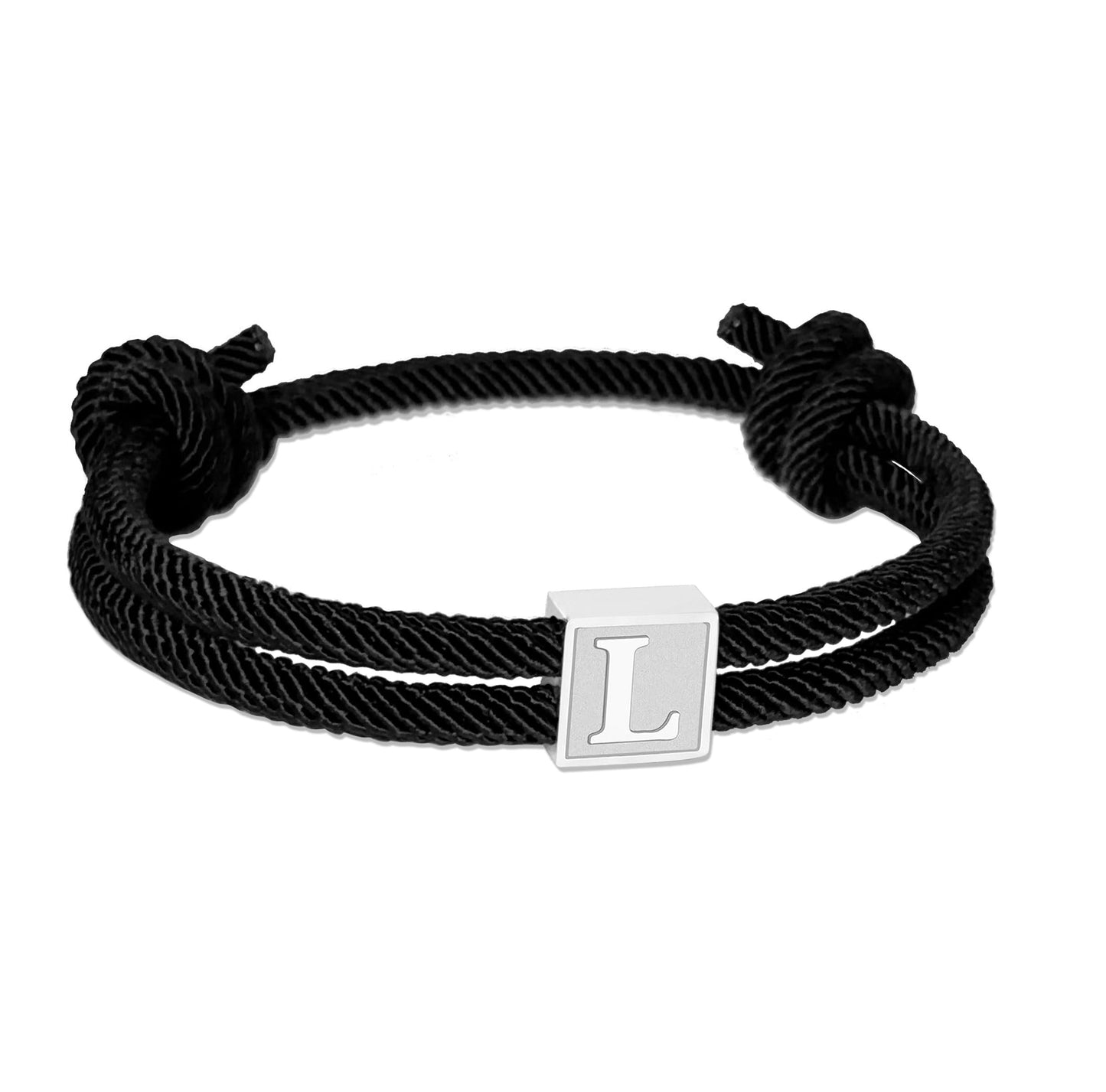 BHDJSHX Christmas Stocking Stuffers For Teenager,26 Letter Alphabet Bracelet (Letter L) - Adjustable Black Rope Initial Jewelry for Couples, Friends & families