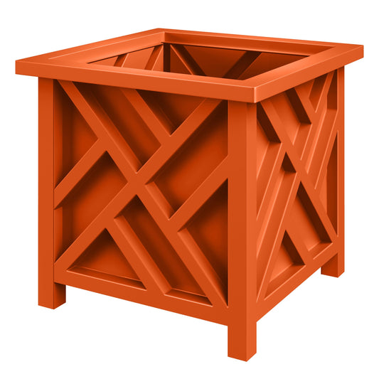 Lattice Design Planter Box - 15.5-Inch-Square Decorative Outdoor Flower or Plant Pot - Front Porch, Patio and Garden Decor by Pure Garden (Terracotta)