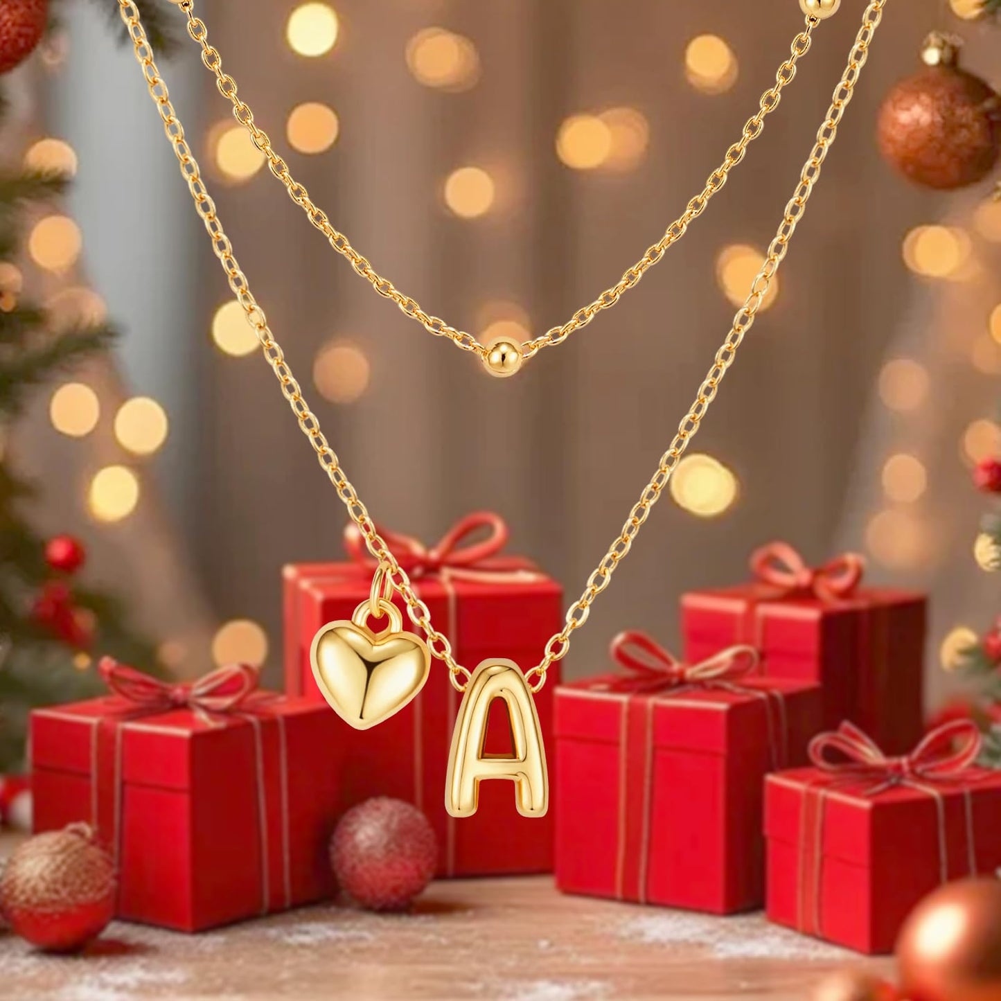 adoyi Gold Heart Initial Necklaces for Women Hers Dainty 14K Gold Plated Heart Layered Letter F Pendant Necklace Stack Trendy Jewelry Birthday Valentines Gifts for Women Jewelry