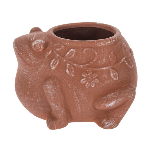 Ganz Indoor Outdoor Plant Succulent Herb Flower Pot 4 x 5 Inch Ceramic Embossed Floral Frog