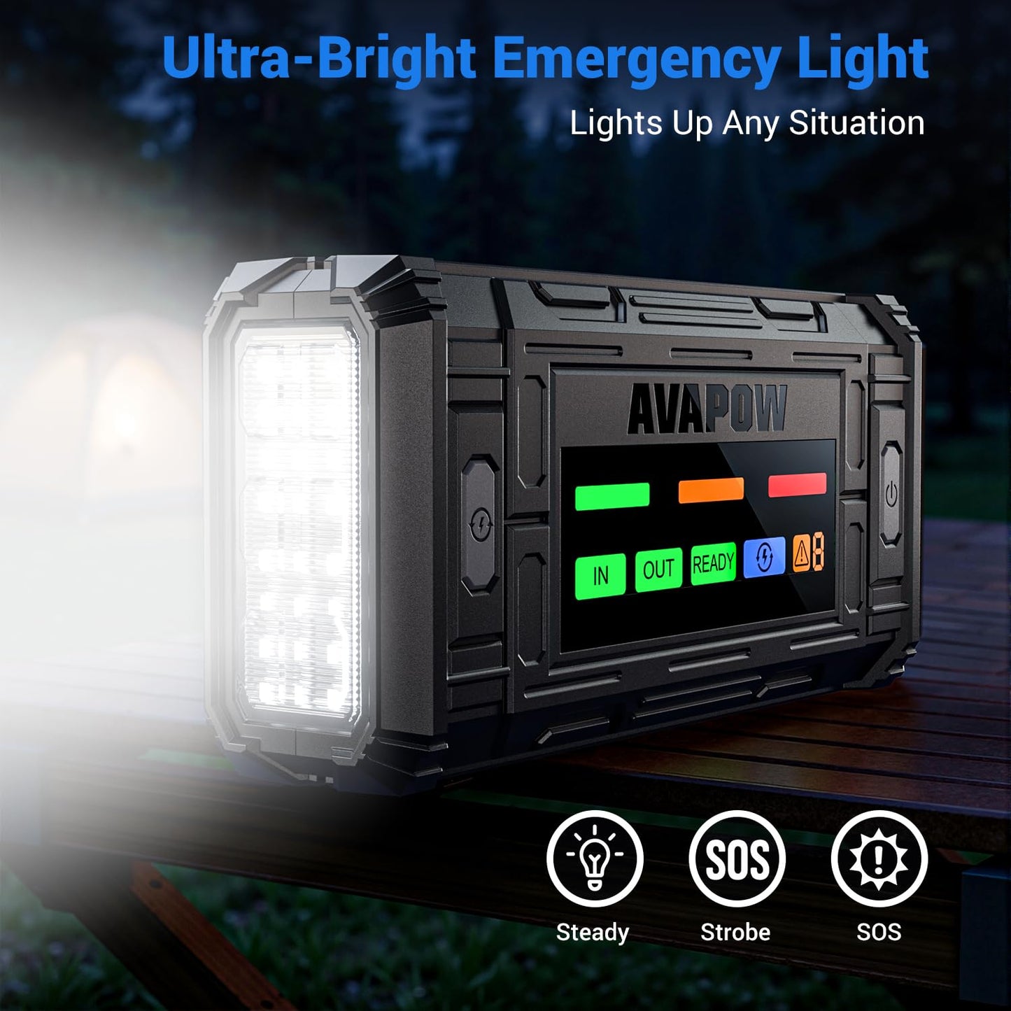 AVAPOW TJ18 5000A Battery Jump Starter Portable with 4" HD Display PD 18W Fast Charging,12V Jump Box, Car Battery Jump Starter for 8.0L Gas & Diesel Engines