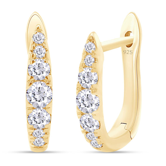 Huggie Hoop Earrings for Women Round Lab Created Moissanite Earrings for Her in 14K Yellow Gold Over Sterling Silver Jewelry