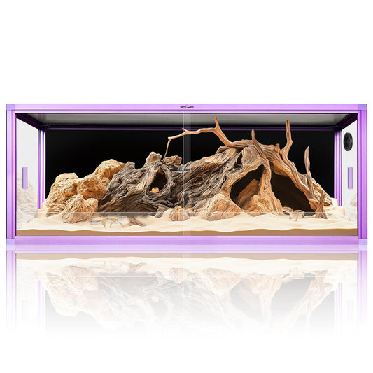 REPTI ZOO 68 Gallon Reptile Terrarium, 48" x 18" x 18" Light Weight Reptile Enclosure, Colored Reptiles Tank with Tempered Glass Door, Large Habitat for Bearded Dragon, Snake, Lizard, Gecko-Purple