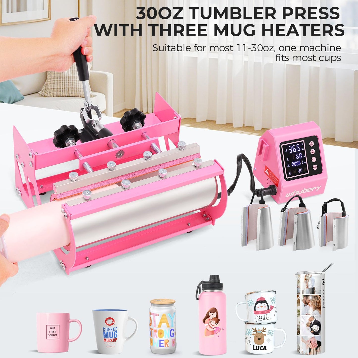 Whubefy Heat Press 15x15 inch 8 in 1 with 30OZ Tumbler Press, Slide Out 360° Swing Away Digital Shirt Press Machine, Industrial-Quality Heat Transfer Sublimation for T-Shirt/Tumbler/Mug/Hat/Cap/Plate