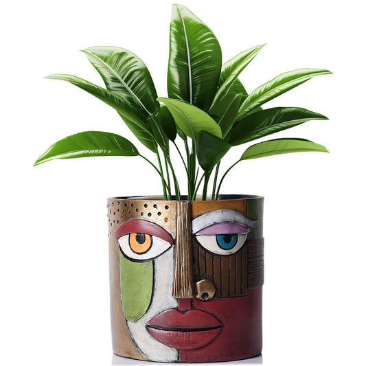 GAOSHENG Abstract Art Flower Pot,Large Face Planter,Colorful Head Planter Pot for Plants,Decorative Face Flower Pots for Living Room, Patio,Garden,Unique Home Décor for Indoor and Outdoor Use (Retro)