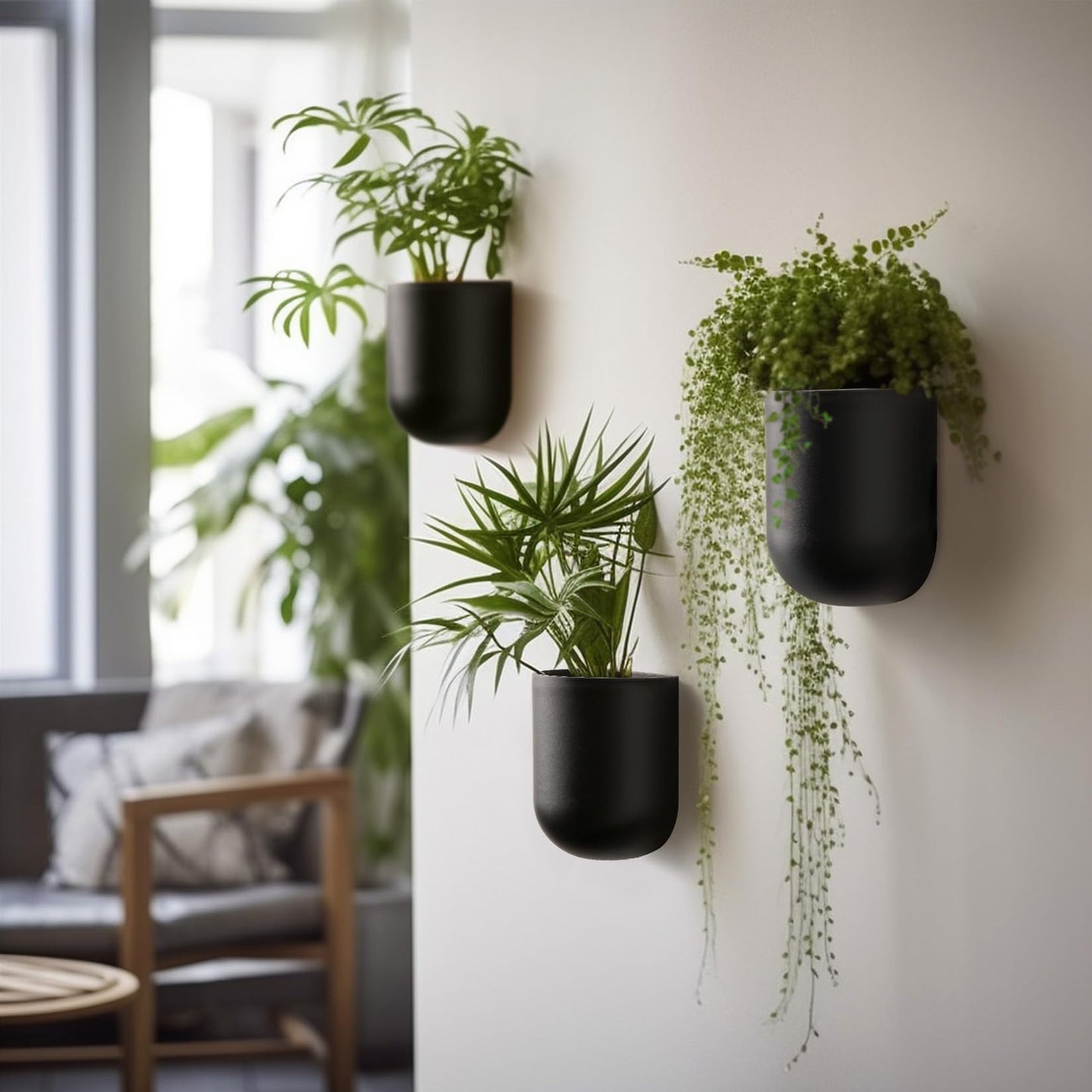La Jolie Maison Wall Hanging Planters for Indoor Plants, Hanging Flower Pots for Air Plants Succulent, Set of 2, 6 Inch