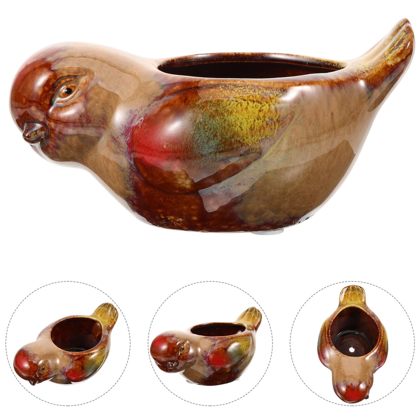 MAGICLULU Ceramic Bird Planter Pot for Small Succulents Balcony Outdoor Flower Pot with Glazed Finish Decorative Ceramic Planter for Garden and Home