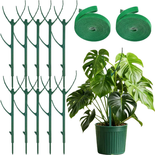 10 Pack Stackable Monstera Plant Support Stakes for Indoor & Outdoor Plants,Plant Support Structures for Climbing and Potted Plants,Plant Sticks for Vine Training & Stem Stabilization