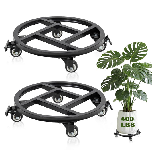 Vigorwise 12 Inch Plant Caddy with Wheels, 2Pack Heavy Duty Plant Stand with Wheels, Metal Rolling Plant Stands for Pots Planter Holds Up to 400Lbs