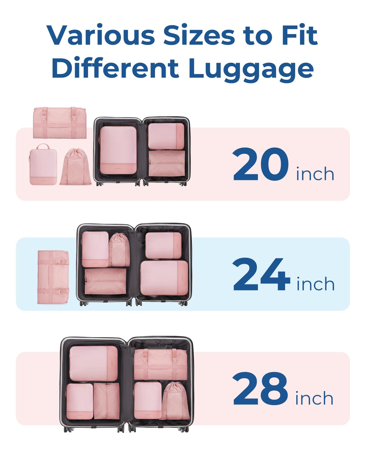 BAGSMART Hanging Compression Packing Cubes for Closet Organizers And Storage, 6 Set Suitcase Organizer Bags Set, Cruise Travel Essentials for Women, Beige