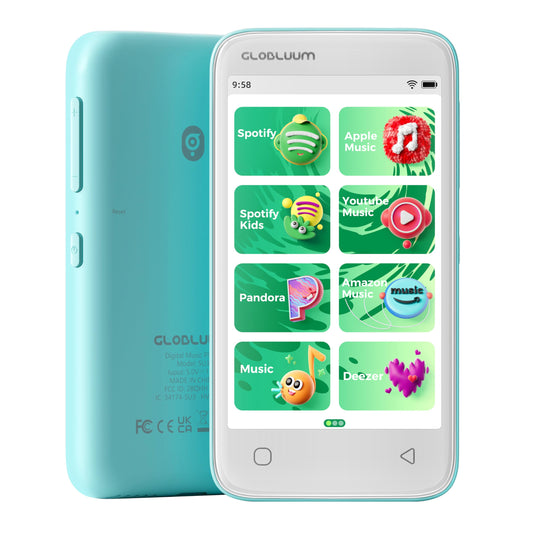 Globluum 80GB MP3 Player for Kids, Parental Controls, Supports Spotify Kids, Audible, LibriVox, Amazon Music and Kindle:Safe Android MP4 Player Gift with 4" Touchscreen, WiFi and Bluetooth(Blue)