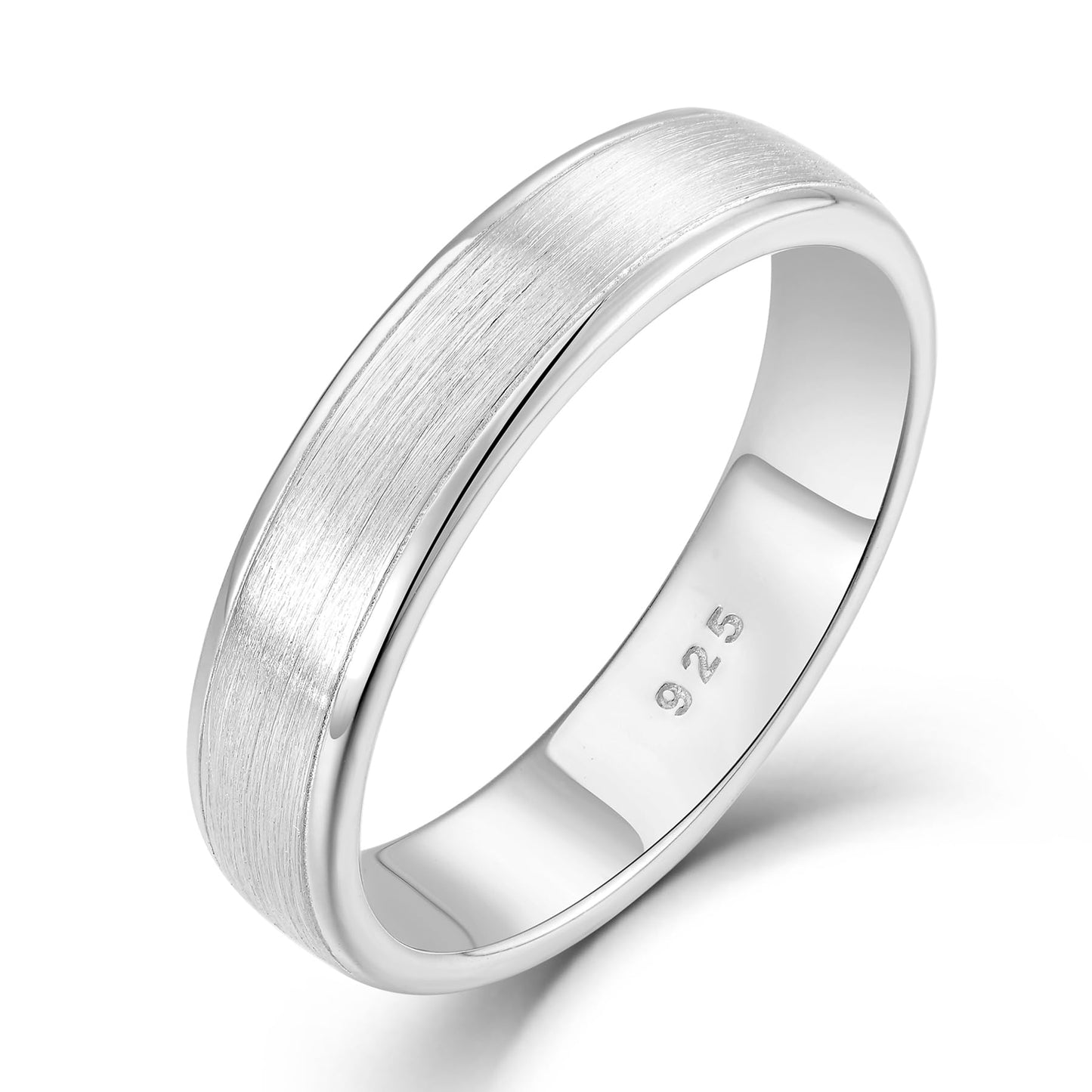 STARCHENIE 5mm Wedding Band Ring, Solid 925 Sterling Silver, Brushed Matte Finish, Comfort Fit, Size 10